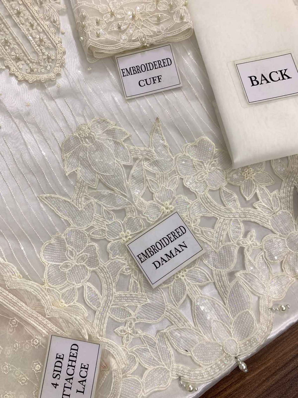 Heavy Embroidered Organza Dress with Satin Silk Trouser and Dupatta