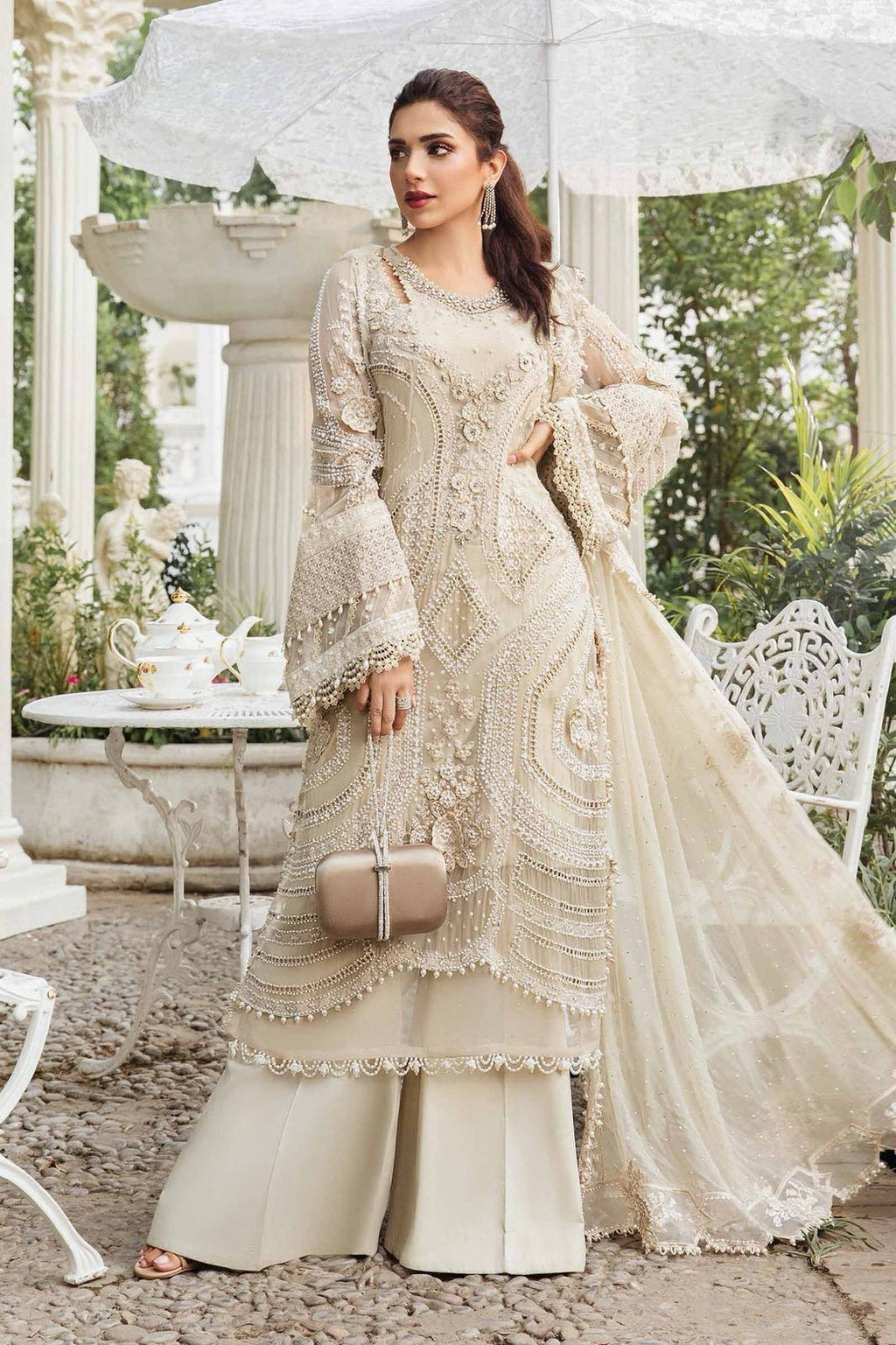 Maria B Chiffon Suit – Luxury Embroidered 3-Piece Unstitched Collection