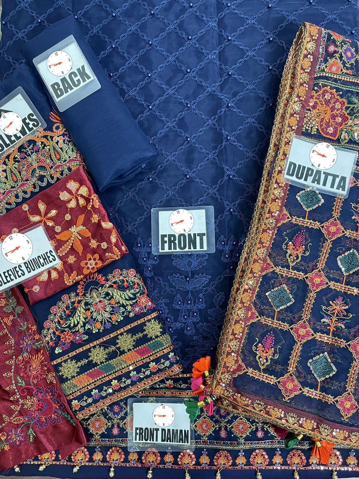 BAROQUE – Organza Embroidered 3-Piece Suit (BLUE)