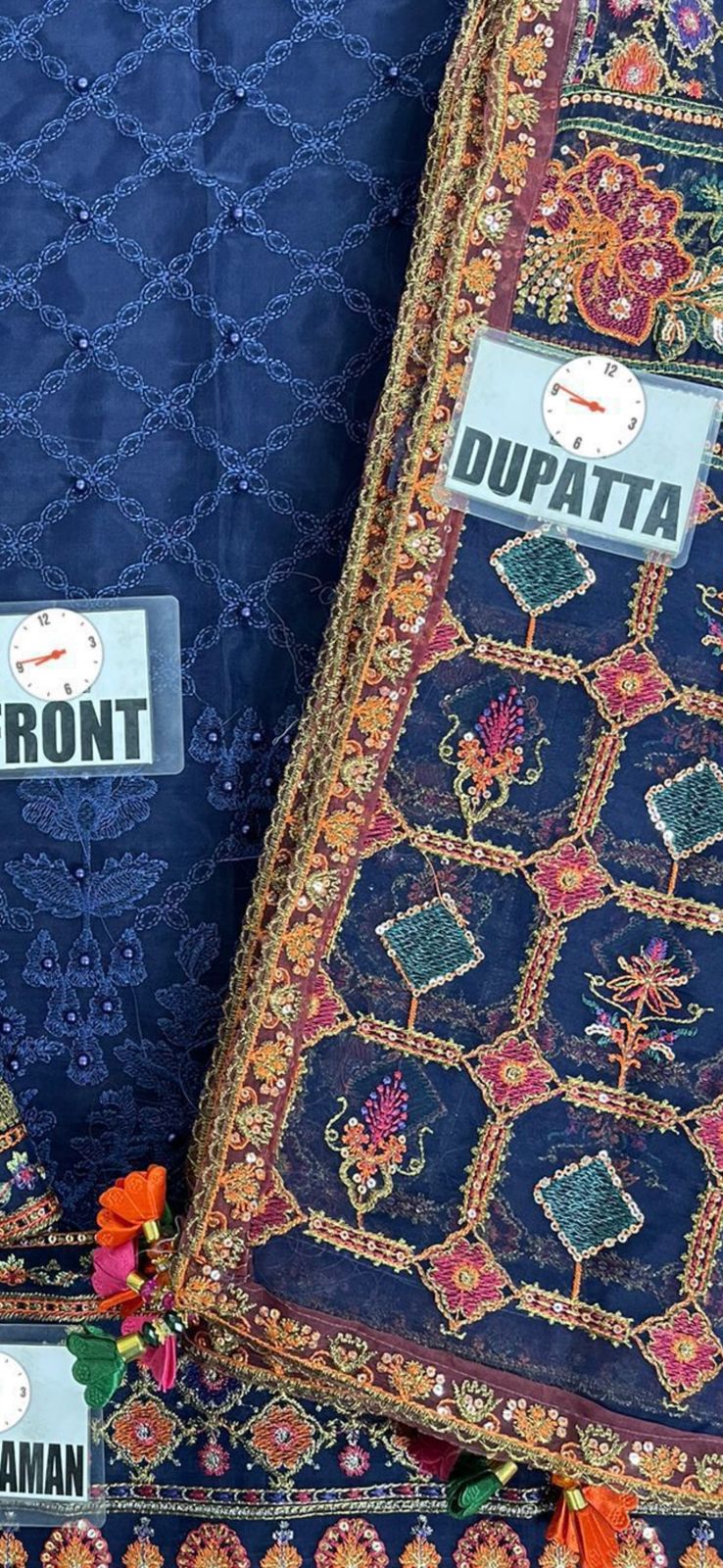 BAROQUE – Organza Embroidered 3-Piece Suit (BLUE)