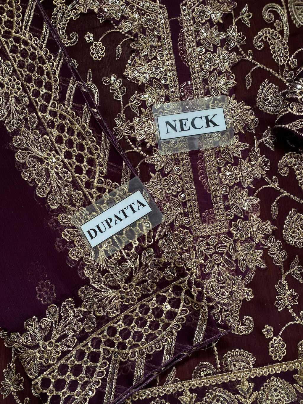 ASIM JOFA – Chiffon Unstitched 3-Piece Suit (MAROON)