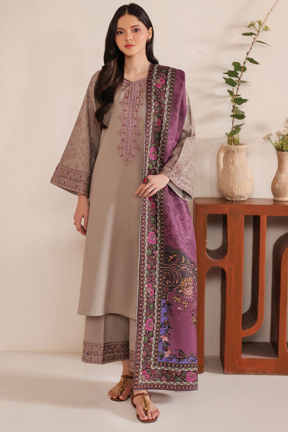 Dhanak 3 Piece Embroidered Suit (Article 34)