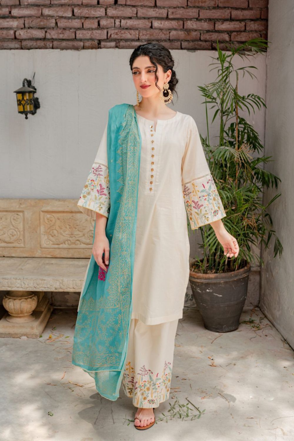 Dhanak 3 Piece Embroidered Suit (Article 35)