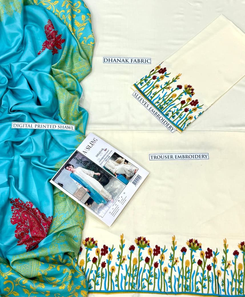 Dhanak 3 Piece Embroidered Suit (Article 35)