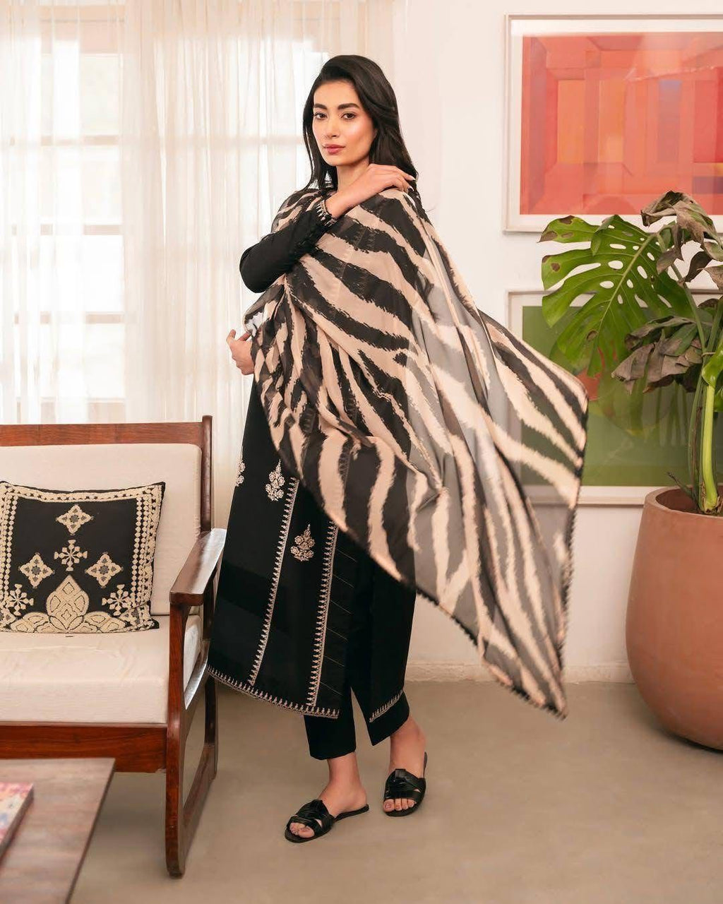 Dhanak 3 Piece Embroidered Suit (Article 42)