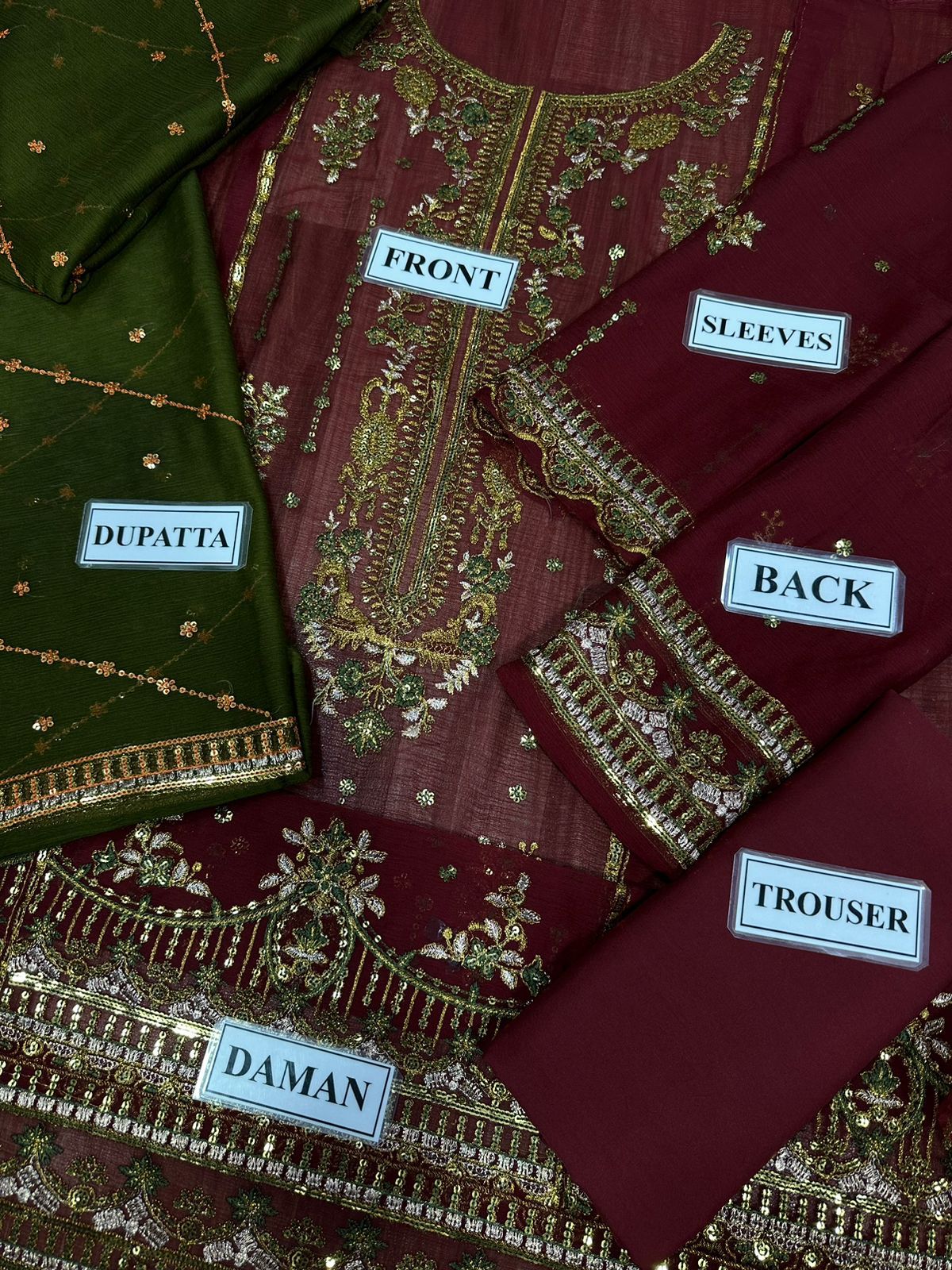 Asim Jofa Chiffon Embroidered Replica (RED)