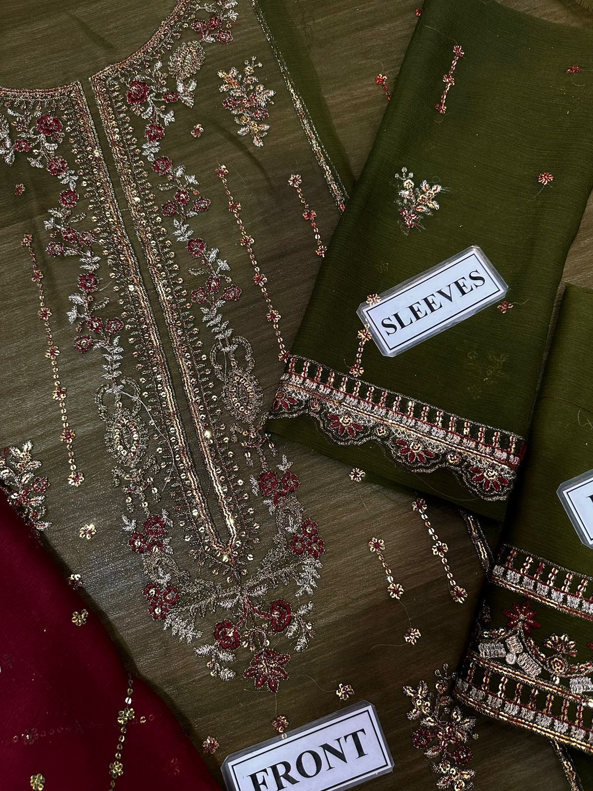 Asim Jofa Chiffon Embroidered Replica (GREEN)