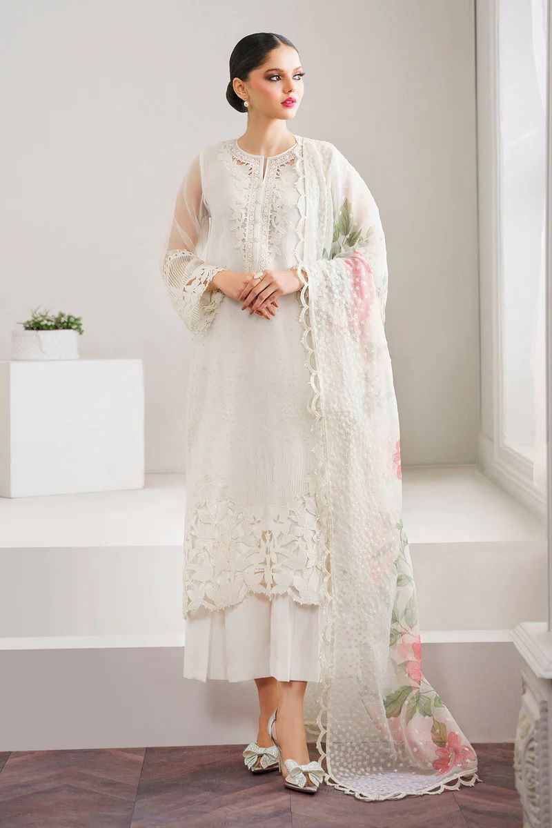 Baroque Organza 3-Piece Suit (WHITE)