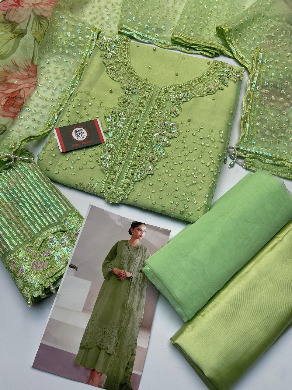 Baroque Organza 3-Piece Suit (GREEN)