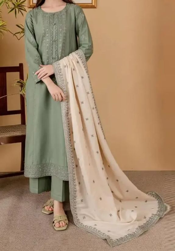 Dhanak 3 Piece Embroidered Suit (Article 3)