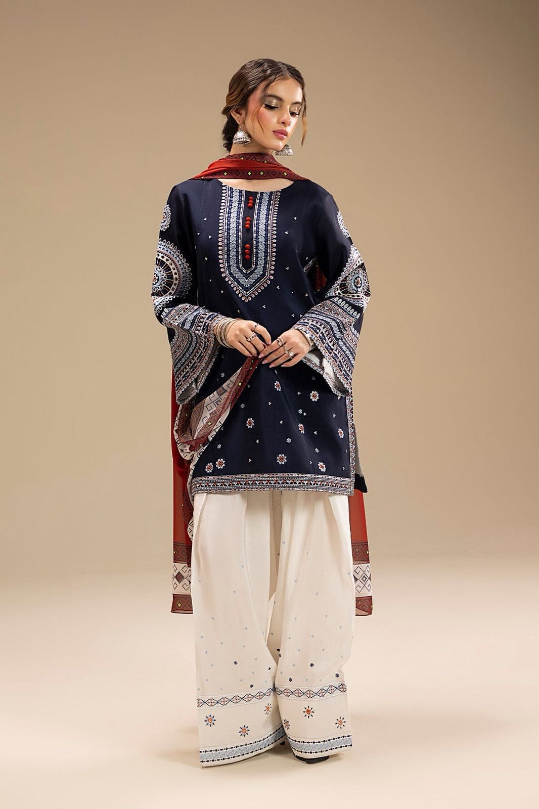 Dhanak 3 Piece Embroidered Suit (Article 12)