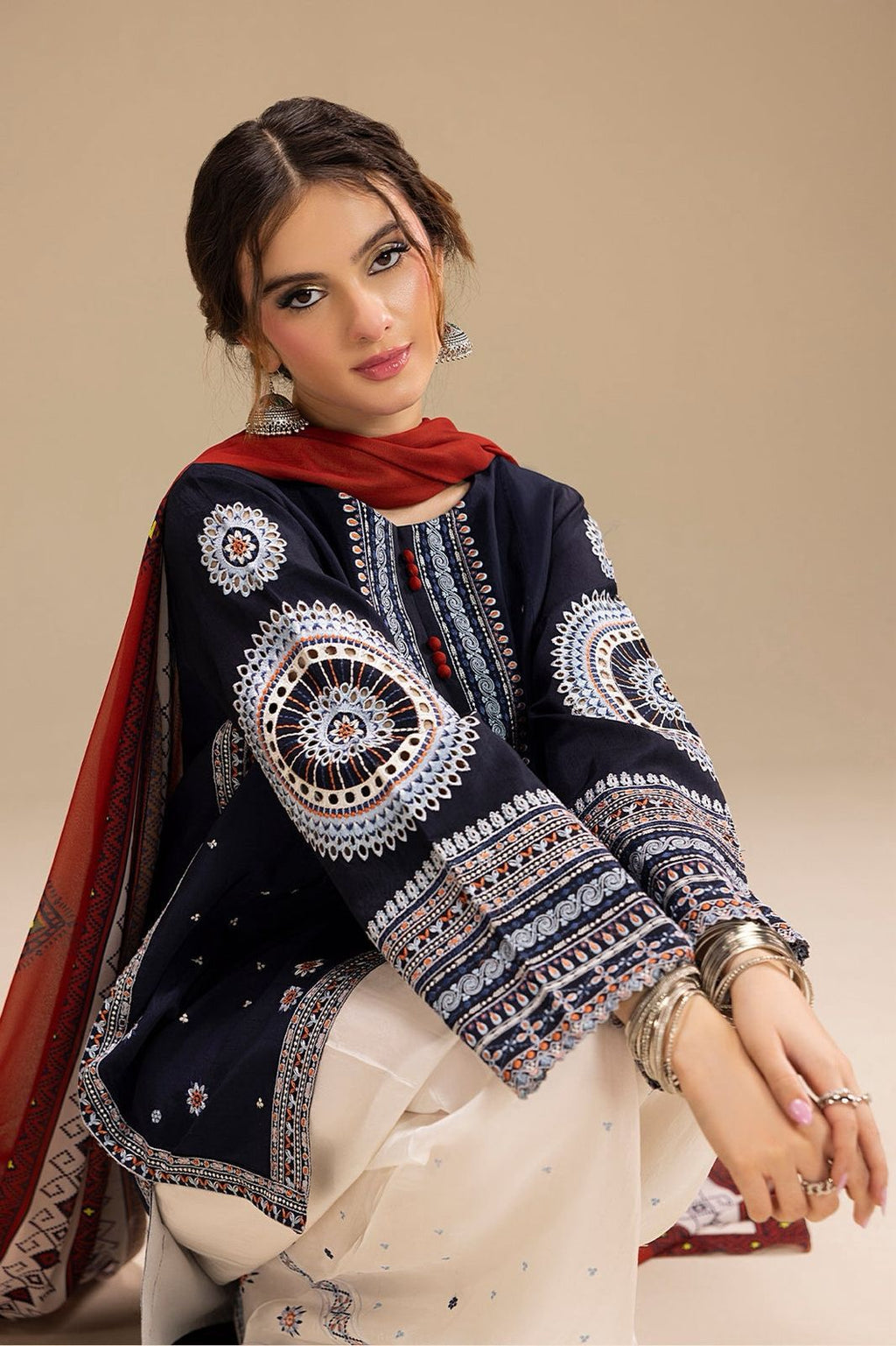 Dhanak 3 Piece Embroidered Suit (Article 12)