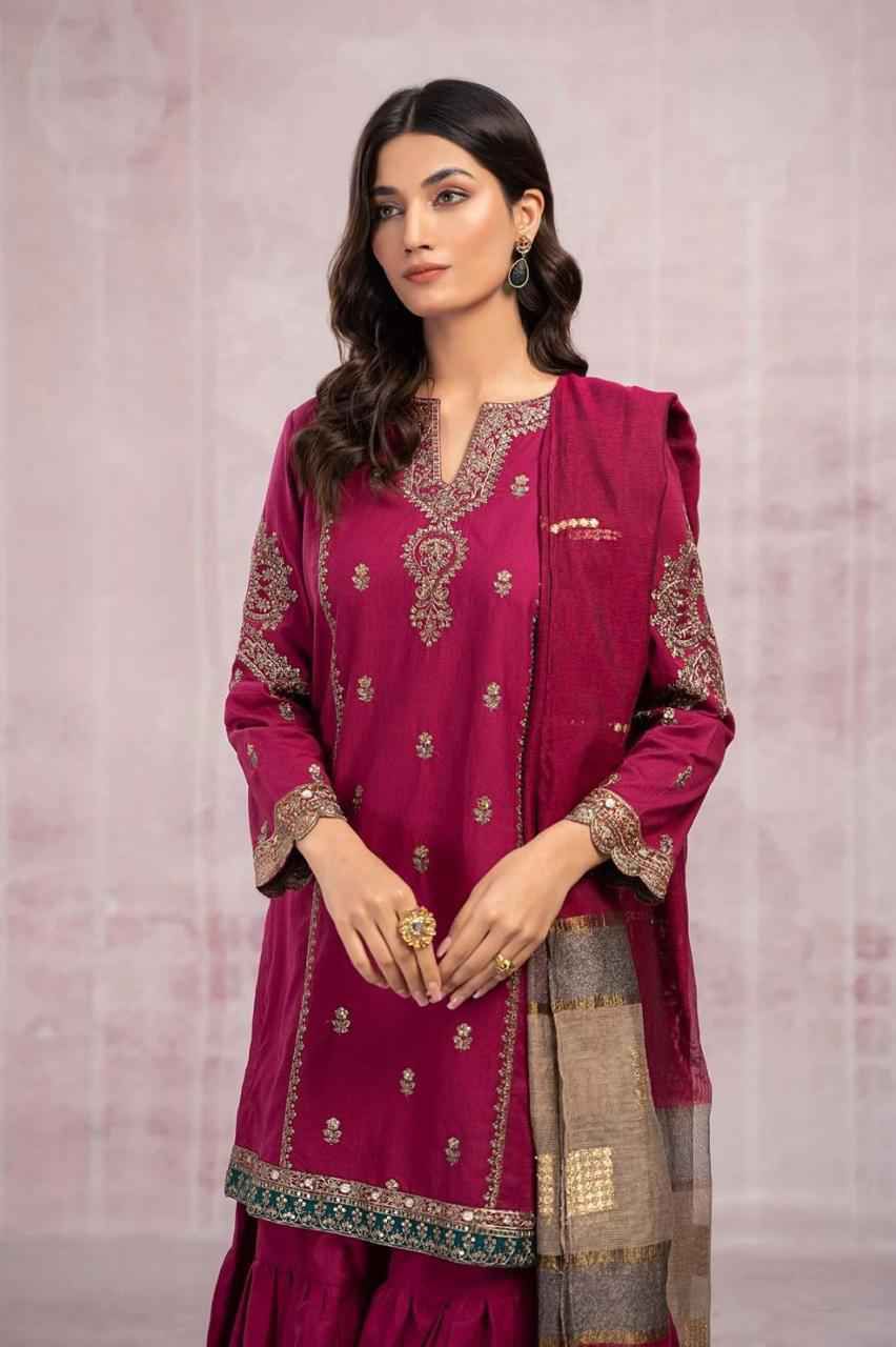 Dhanak 3 Piece Embroidered Suit (Article 13)