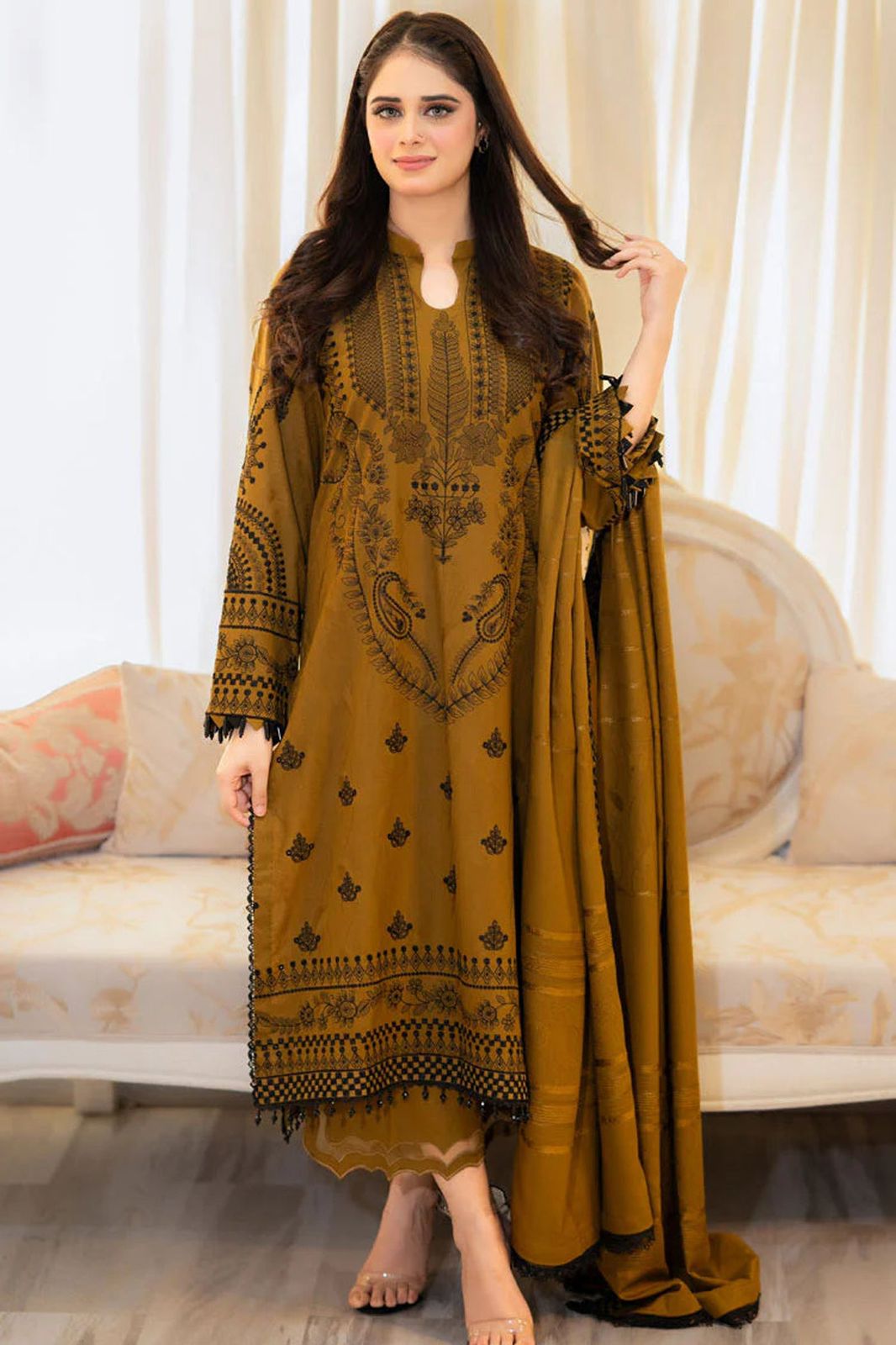 Dhanak 3 Piece Embroidered Suit (Article 14)
