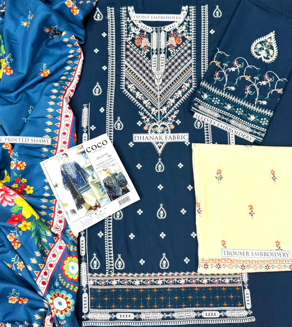 Dhanak 3 Piece Embroidered Suit (Article 15)