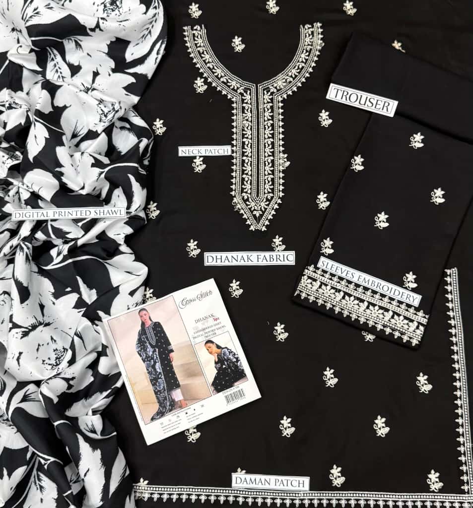 Dhanak 3 Piece Embroidered Suit (Article 17)