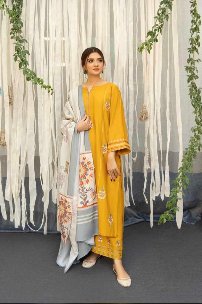 Dhanak 3 Piece Embroidered Suit (Article 18)