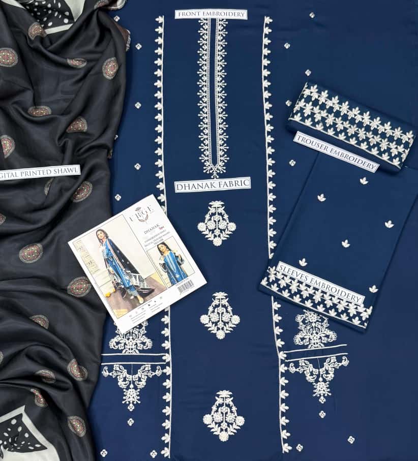Dhanak 3 Piece Embroidered Suit (Article 22)