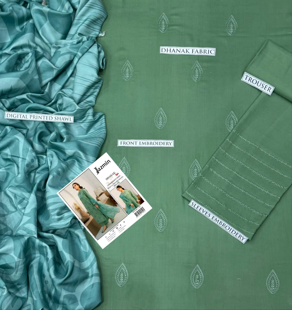 Dhanak 3 Piece Embroidered Suit (Article 25)