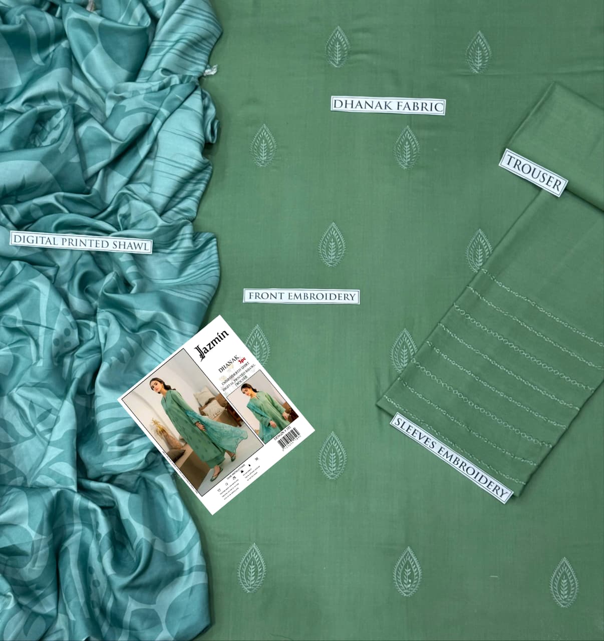 Dhanak 3 Piece Embroidered Suit (Article 25)