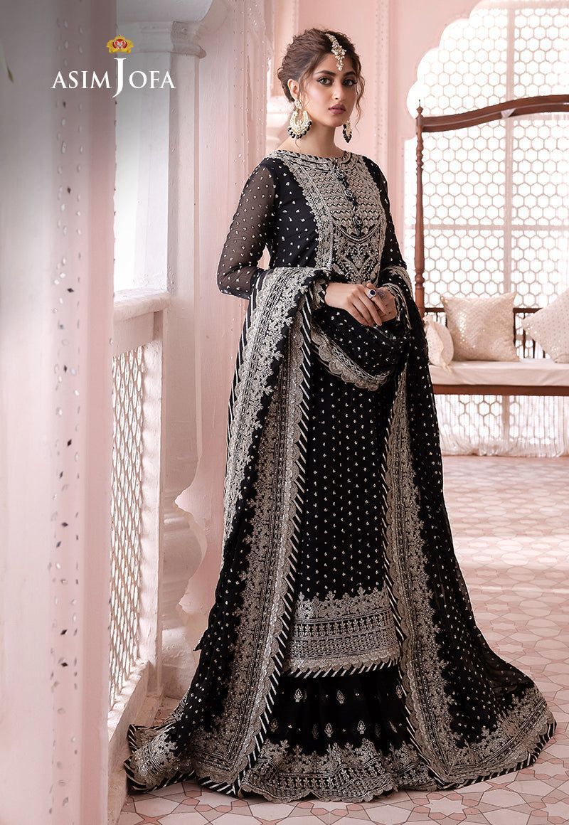Asim Jofa-Luxury Embroidered Chiffon 3-Piece Suit